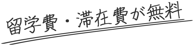 留学費・滞在費が無料 